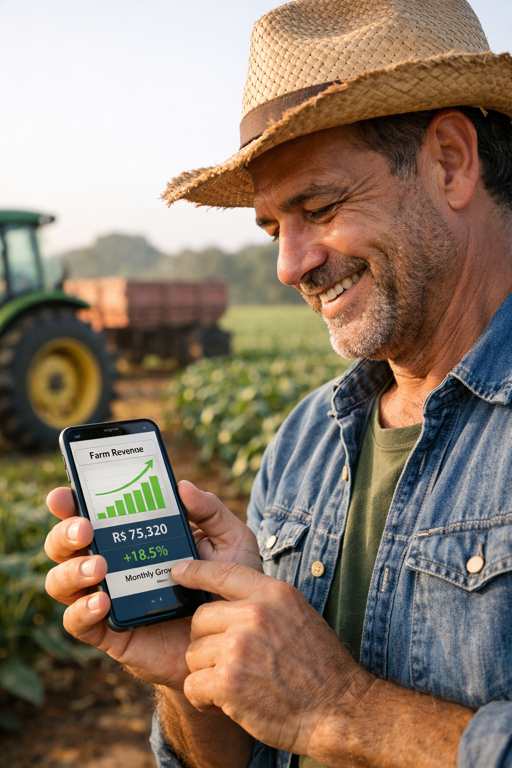Produtor conferindo receita da fazenda
